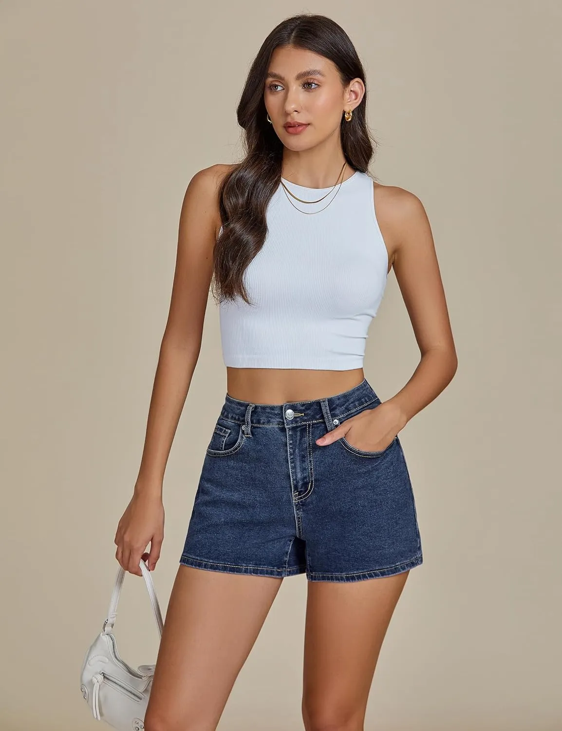 luvamia Jean Shorts for Women High Waisted Trendy Summer Casual Wide Leg Stretchy Denim Jorts Distressed Cut Off Shorts
