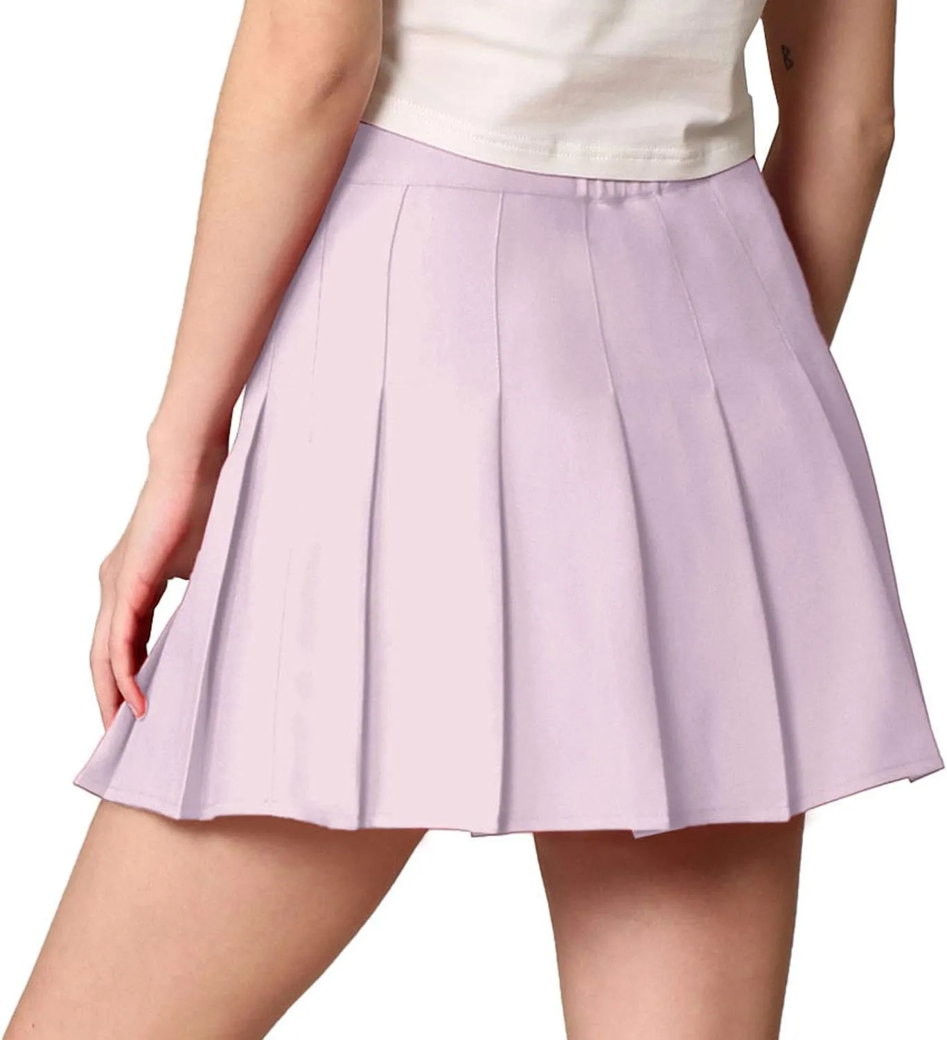 Made By Johnny Womens' Girls' High Waist Mini Plaid School Uniform Pleated Skater Tennis Skirt with Lining Shorts