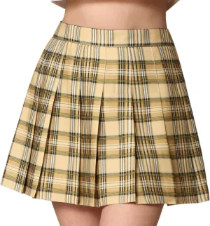 Made By Johnny Womens' Girls' High Waist Mini Plaid School Uniform Pleated Skater Tennis Skirt with Lining Shorts