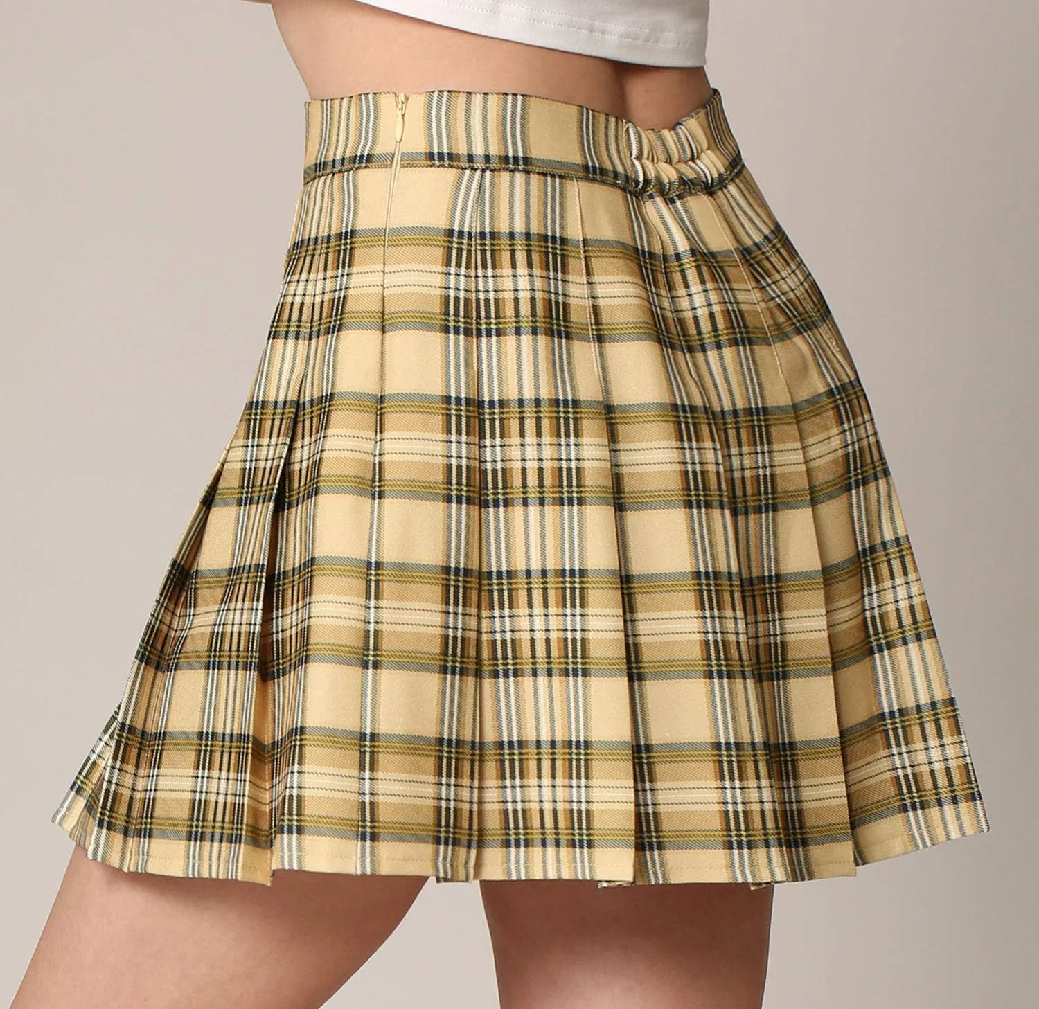 Made By Johnny Womens' Girls' High Waist Mini Plaid School Uniform Pleated Skater Tennis Skirt with Lining Shorts