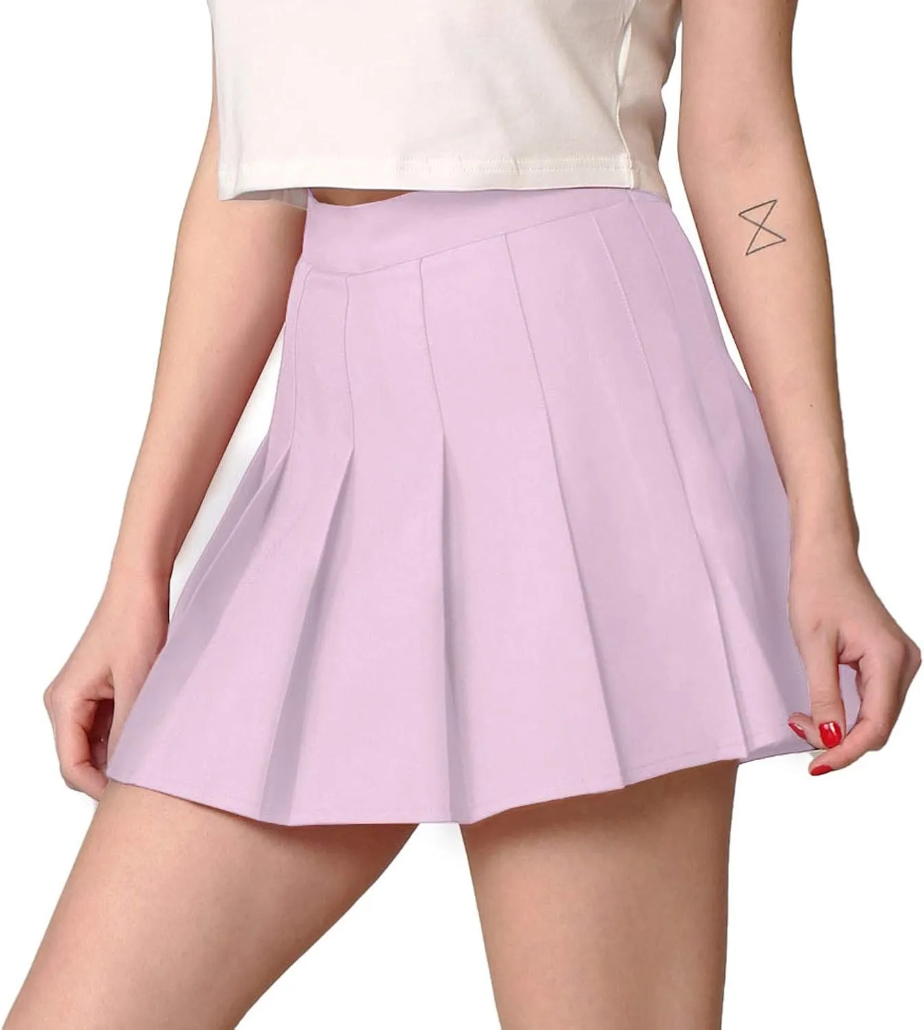 Made By Johnny Womens' Girls' High Waist Mini Plaid School Uniform Pleated Skater Tennis Skirt with Lining Shorts