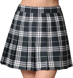 Made By Johnny Womens' Girls' High Waist Mini Plaid School Uniform Pleated Skater Tennis Skirt with Lining Shorts