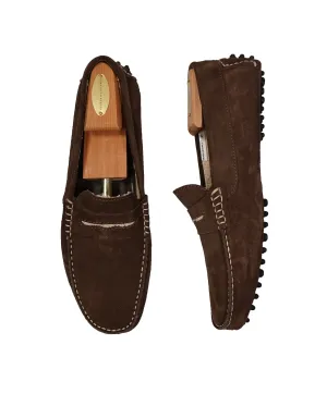 MANOLO BLAHNIK - "ROADSTER" Suede Leather Lined Moccasin Penny Loafers - 8