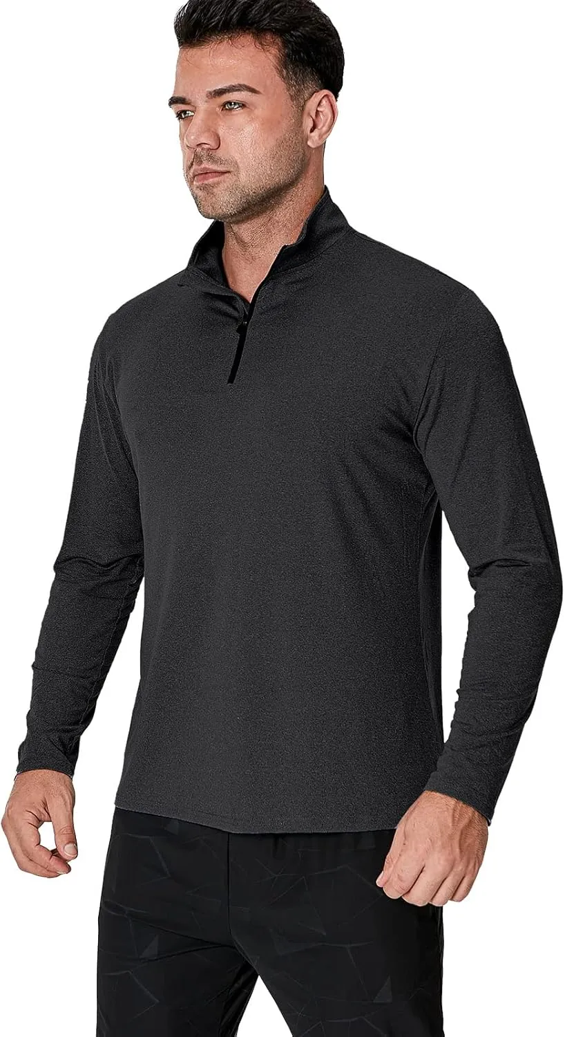 MANSDOUR Men's Quick-Dry Active Sports Shirts Quarter Zip Long Sleeve Running Pullover Tops Outdoor Sweatshirt