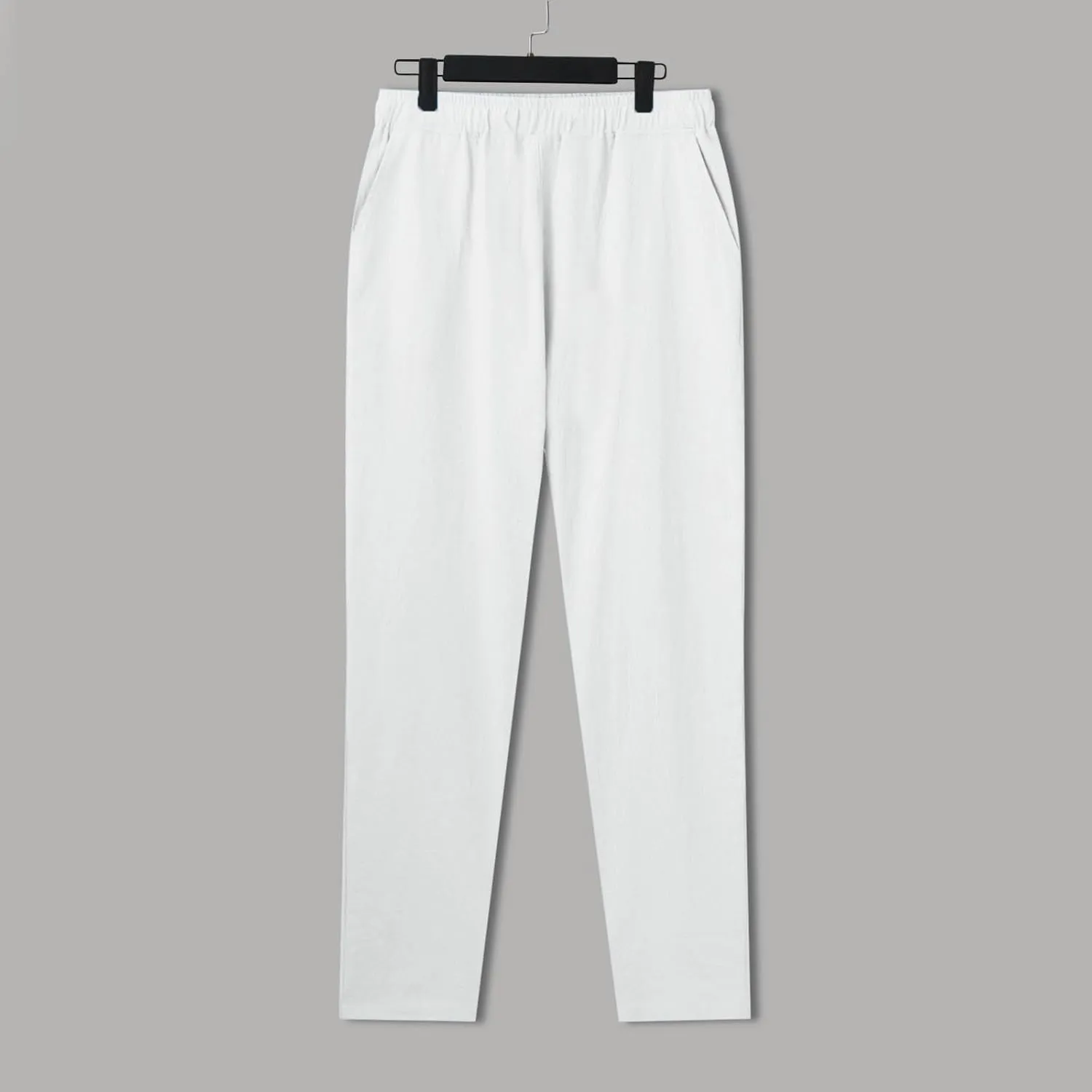 Men Linen Pants Solid Causal Pant Outdoor Vacation Beach Trousers Lightweight Open Bottom Waist Slacks for Summer