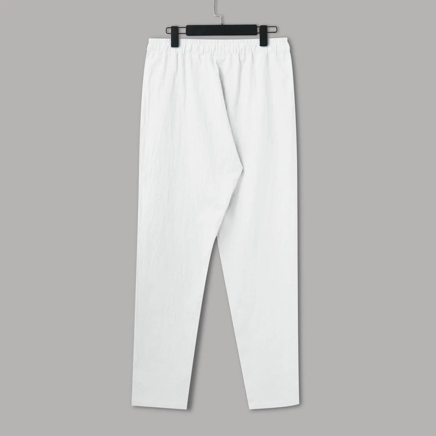 Men Linen Pants Solid Causal Pant Outdoor Vacation Beach Trousers Lightweight Open Bottom Waist Slacks for Summer