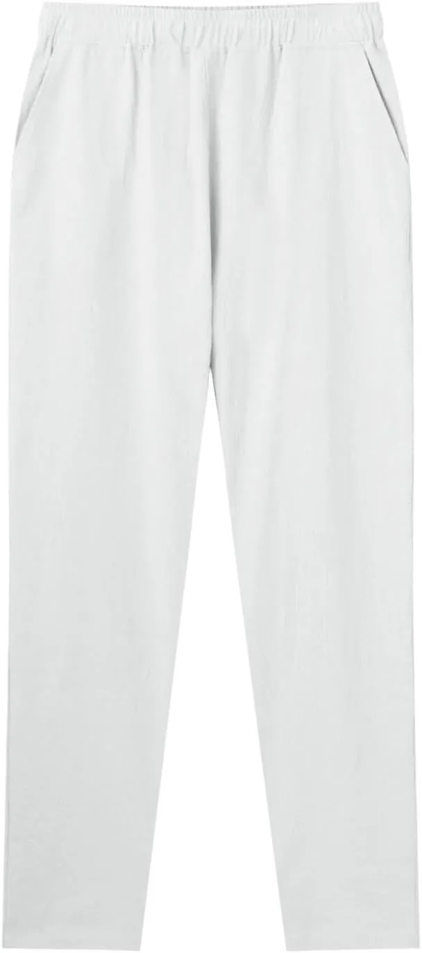 Men Linen Pants Solid Causal Pant Outdoor Vacation Beach Trousers Lightweight Open Bottom Waist Slacks for Summer