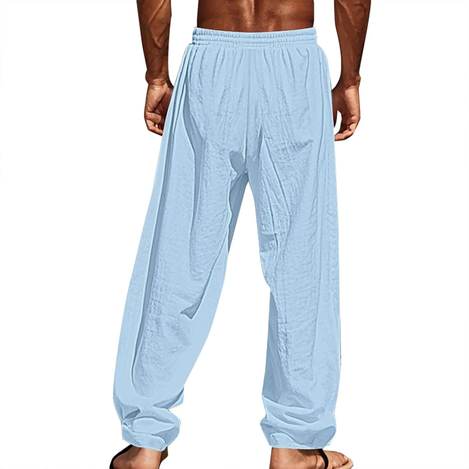 Men Palm Tree Graphic Pants Summer Sea Beach Sun Print Pants Lightweight Vacation Casual Slacks Drawstring Trousers