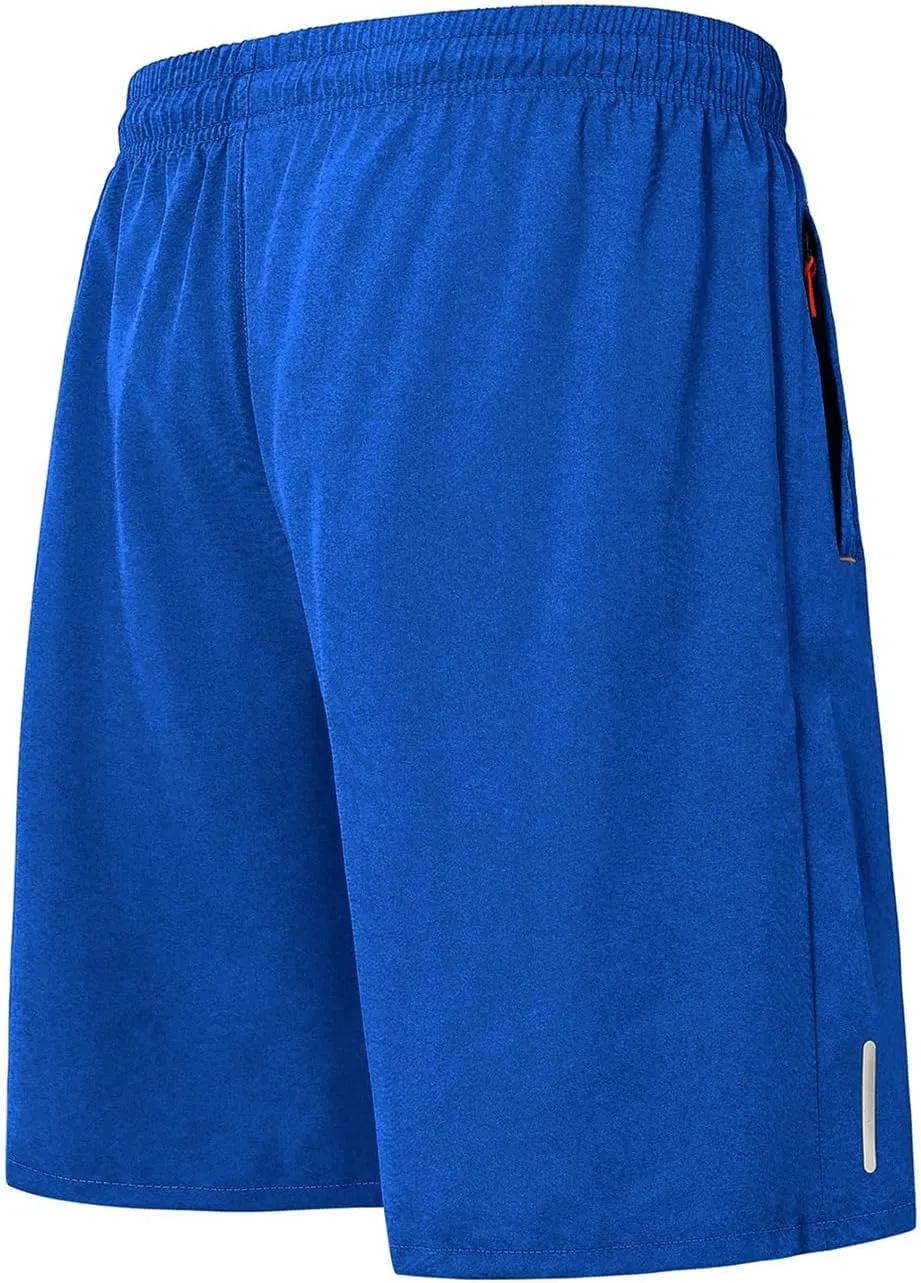 Men's Athletic Hiking Shorts Quick-Dry Waterproof Drawstring Short Reflective Stripe Ice Silk Pant with Zipper Pocket