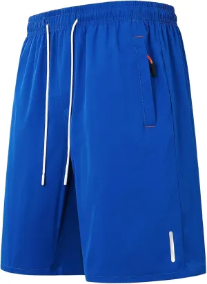 Men's Athletic Hiking Shorts Quick-Dry Waterproof Drawstring Short Reflective Stripe Ice Silk Pant with Zipper Pocket
