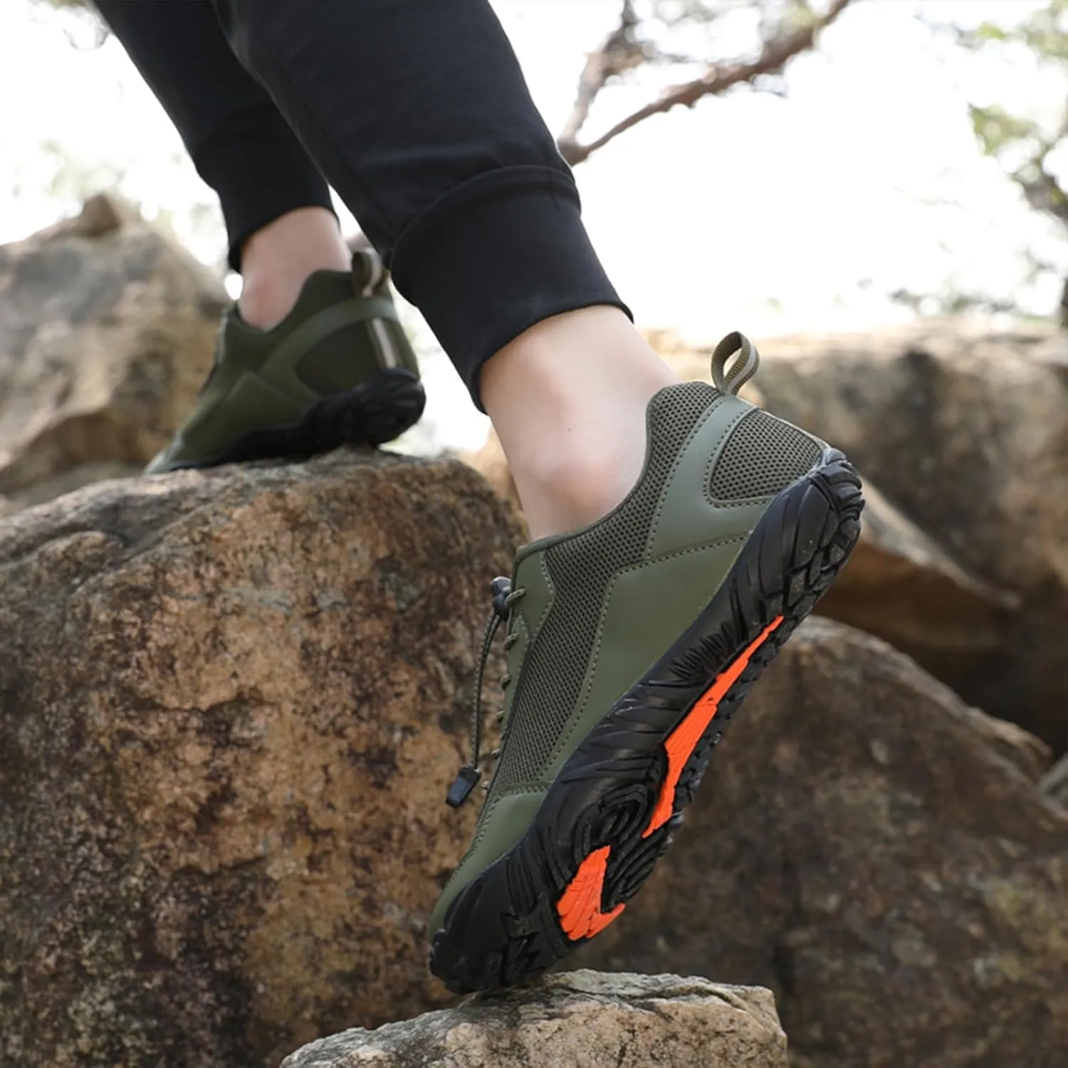 Men's Barefoot Shoes Minimalist Wide Toe Trail Running Shoes Breathable Cross Training Shoe for Gym Climbing Hiking