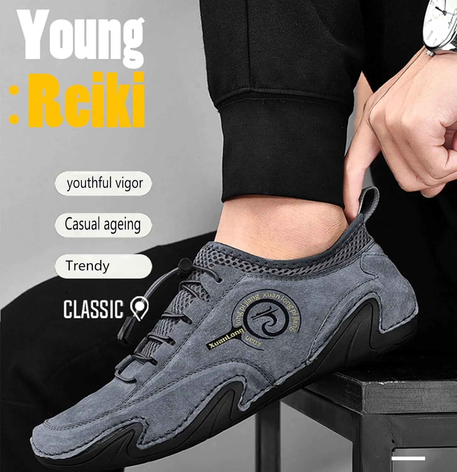 Men's Casual Octopus Suede Breathable Walking Shoes Comfortable Lace-Up Non-Slip Waterproof Lightweight Hiking Shoes Suitable for Hiking, Camping and Driving in All Seasons.