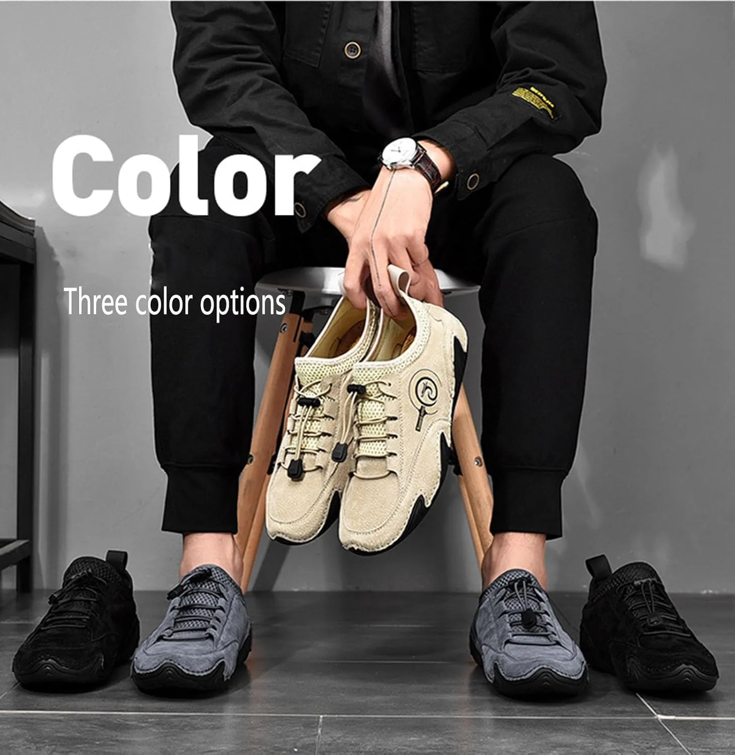 Men's Casual Octopus Suede Breathable Walking Shoes Comfortable Lace-Up Non-Slip Waterproof Lightweight Hiking Shoes Suitable for Hiking, Camping and Driving in All Seasons.