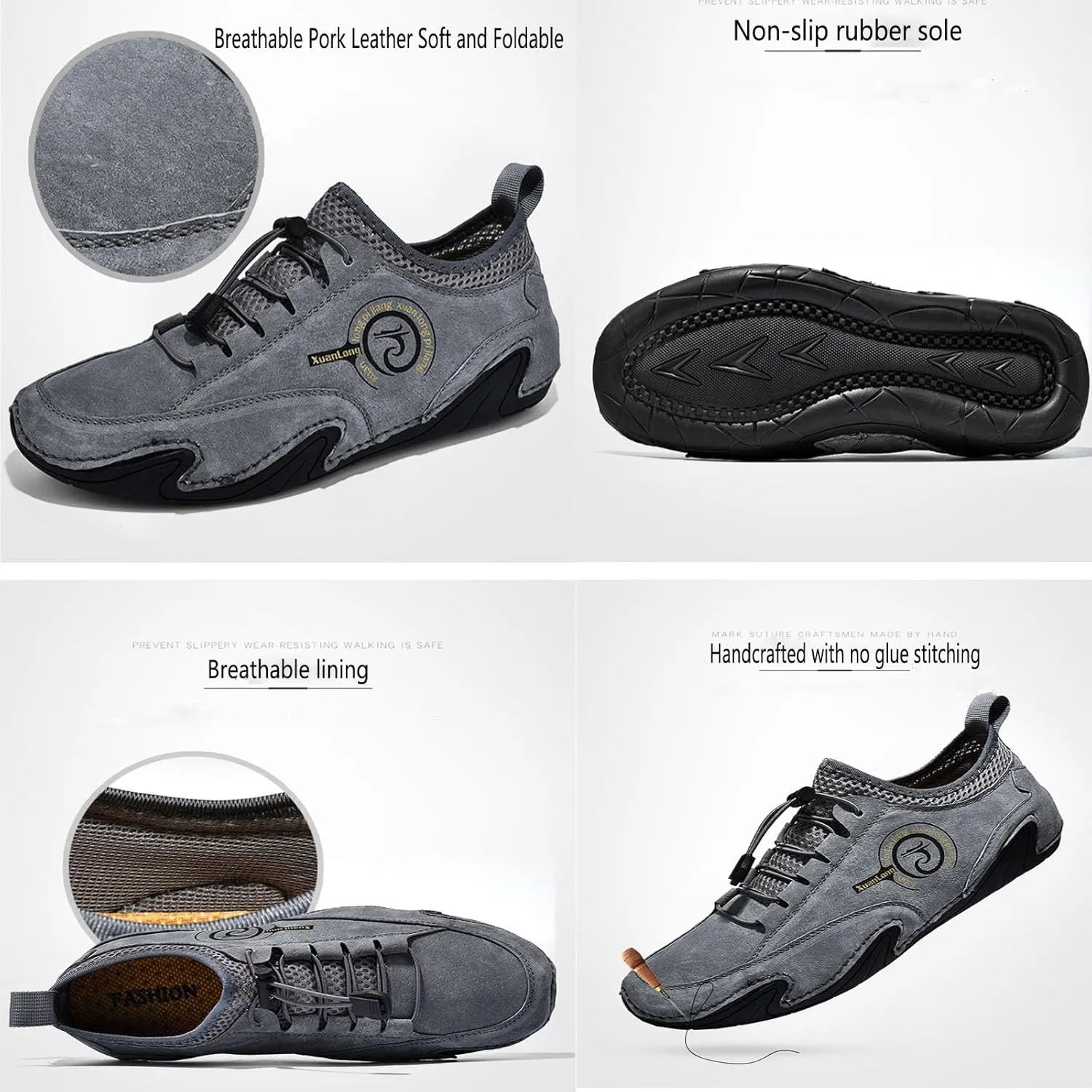 Men's Casual Octopus Suede Breathable Walking Shoes Comfortable Lace-Up Non-Slip Waterproof Lightweight Hiking Shoes Suitable for Hiking, Camping and Driving in All Seasons.