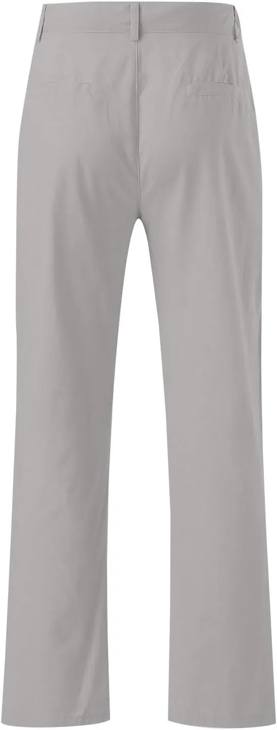 Mens Casual Pants Plain Beach Vacation Pants Elastic Waist Lightweight Loose Fit Pleated Slacks Summer Yoga Trousers