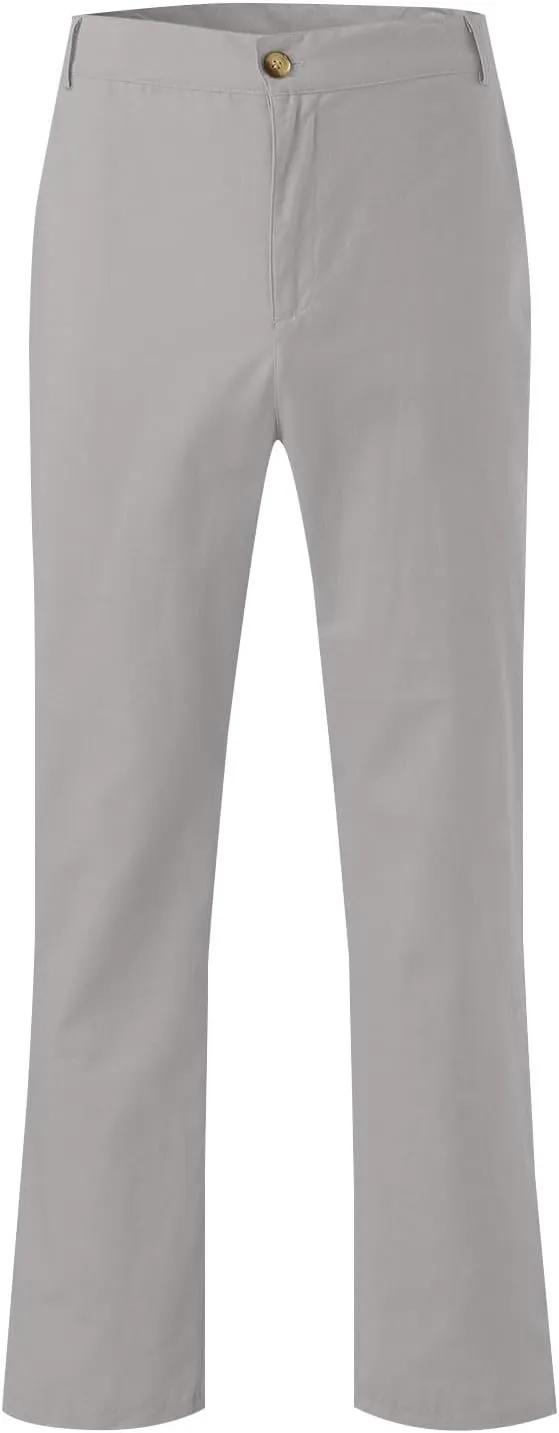Mens Casual Pants Plain Beach Vacation Pants Elastic Waist Lightweight Loose Fit Pleated Slacks Summer Yoga Trousers