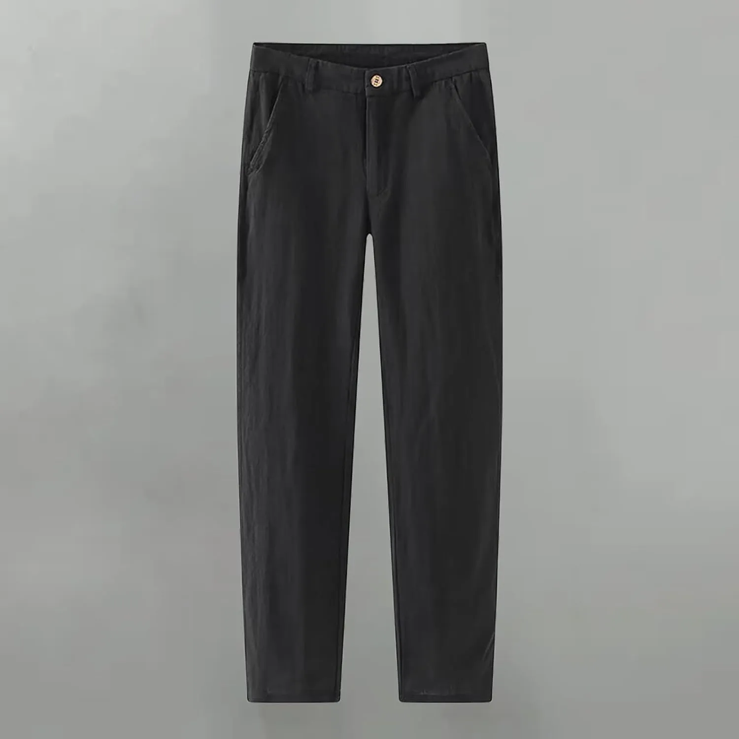 Mens Linen Pants Summer Straight Leg Business Casual Trousers Outdoor Vacation Plain Lightweight Slacks with Pocket