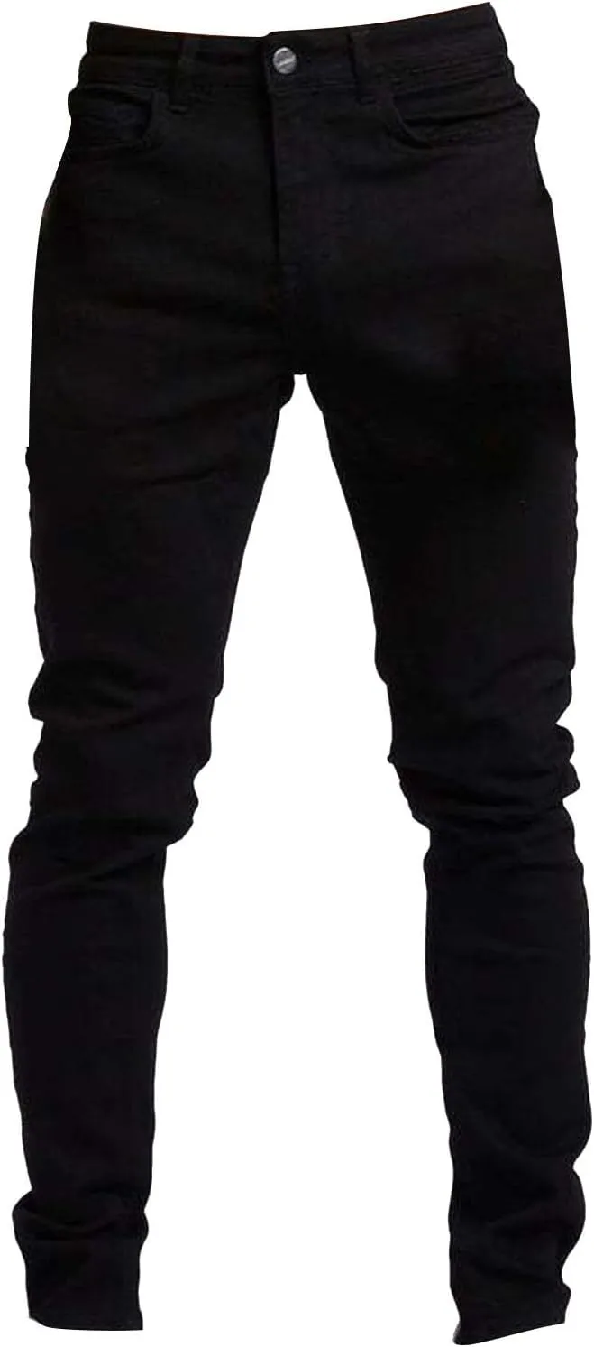 Mens Slim Fit Stretch Skinny Jeans Casual Jogger Pants Ripped Destroyed Stretchy Knee Holes Tapered Leg Denim Sweatpants