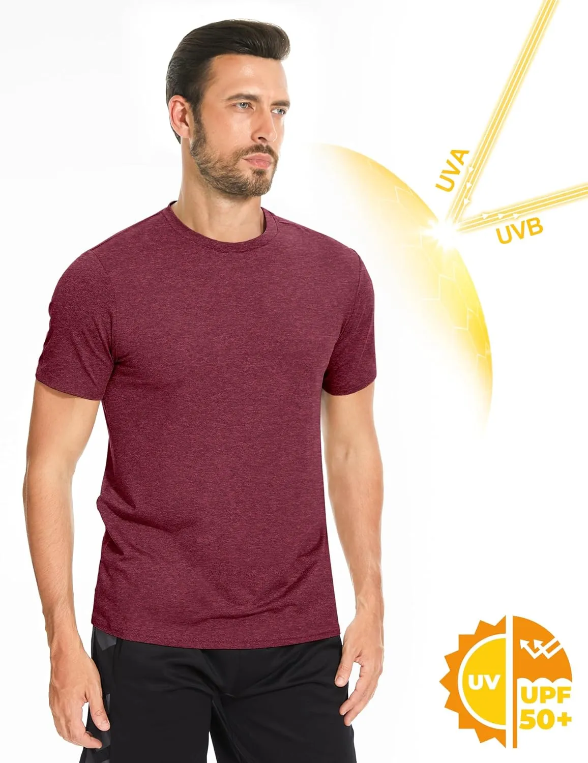 Men's T-Shirts Dry Fit UPF 50  Short Sleeve Workout Athletic Casual Gym Running Tee Fishing Tops Rash Guard Shirts