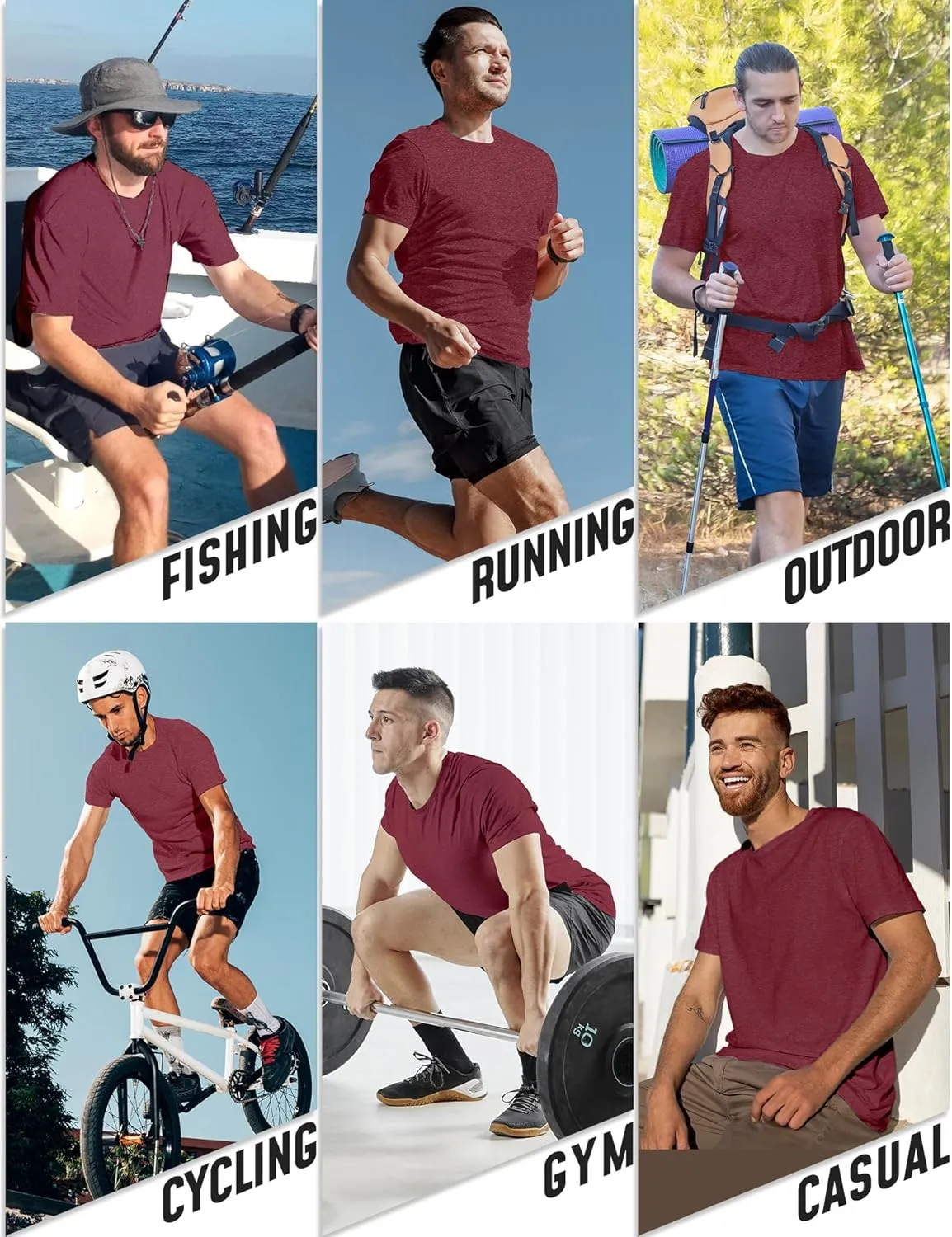 Men's T-Shirts Dry Fit UPF 50  Short Sleeve Workout Athletic Casual Gym Running Tee Fishing Tops Rash Guard Shirts