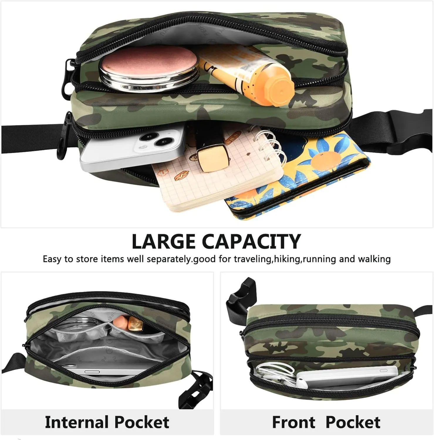 Military Camouflage Fanny Packs Women Waterproof Belt Bag Hip Pouch Cute Waist Pouches for Men