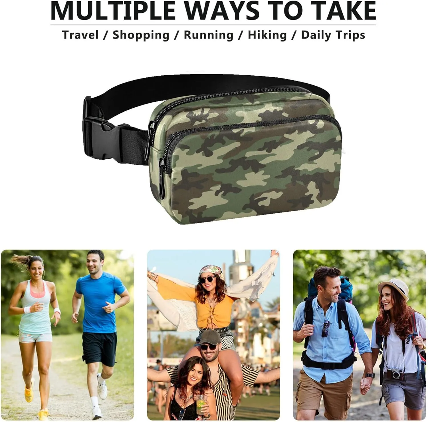 Military Camouflage Fanny Packs Women Waterproof Belt Bag Hip Pouch Cute Waist Pouches for Men