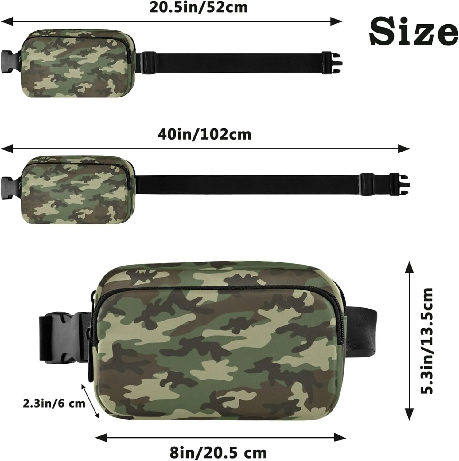 Military Camouflage Fanny Packs Women Waterproof Belt Bag Hip Pouch Cute Waist Pouches for Men