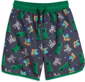 Minecraft UPF 50  Swim Trunks Bathing Suit Toddler to Big Kid Sizes (4T - 18-20)