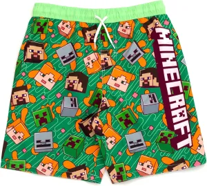 Minecraft UPF 50  Swim Trunks Bathing Suit Toddler to Big Kid Sizes (4T - 18-20)