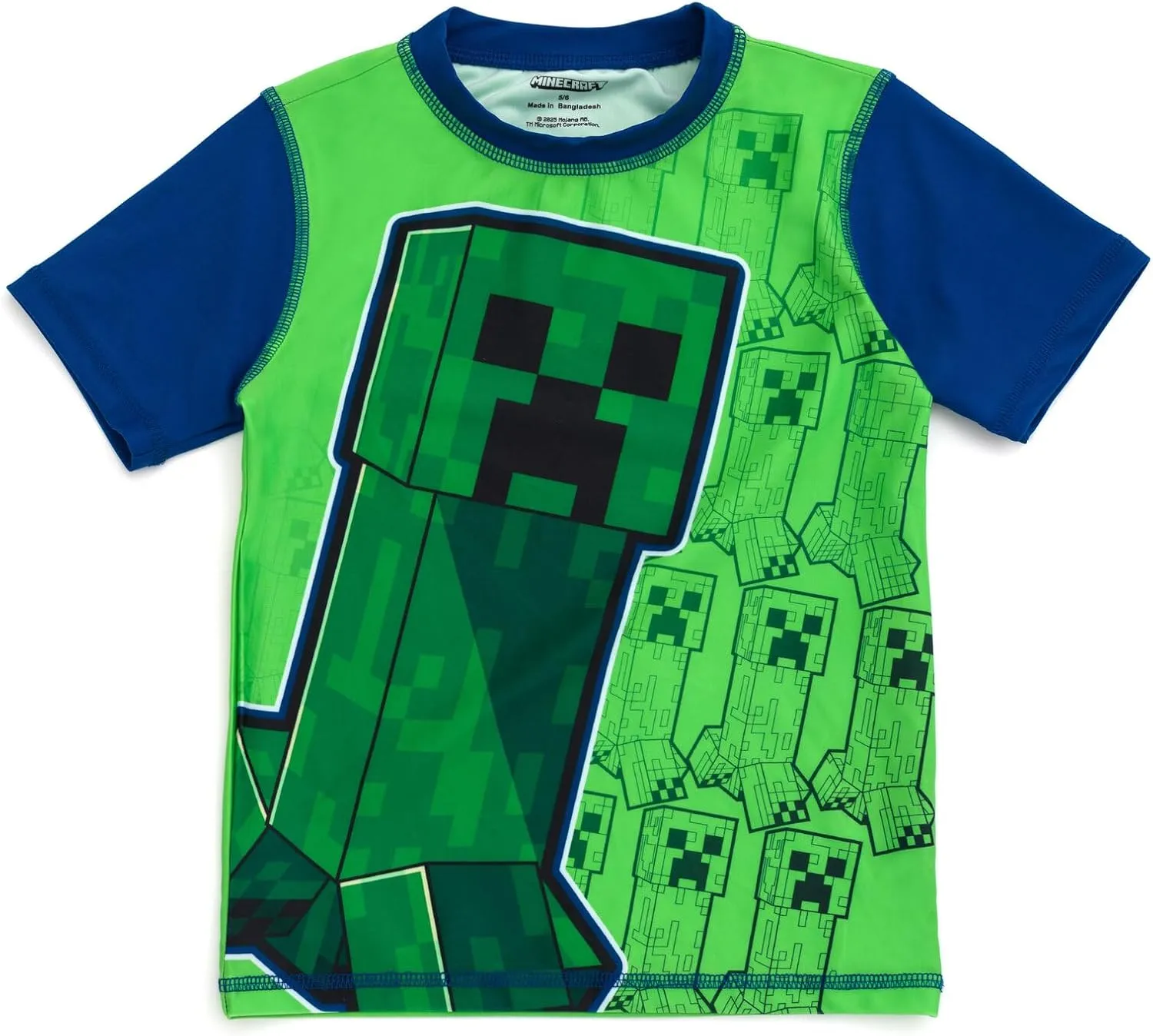 Minecraft Zombie Creeper Alex Steve Rash Guard and Swim Trunks Outfit Set Little Kid to Big Kid