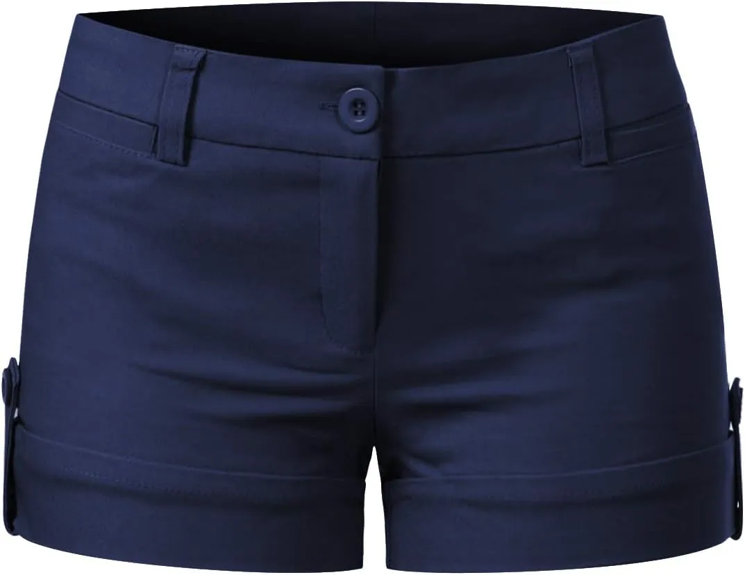 MixMatchy Women's Casual Body Enhancing Comfort Cuffed Shorts with Pockets