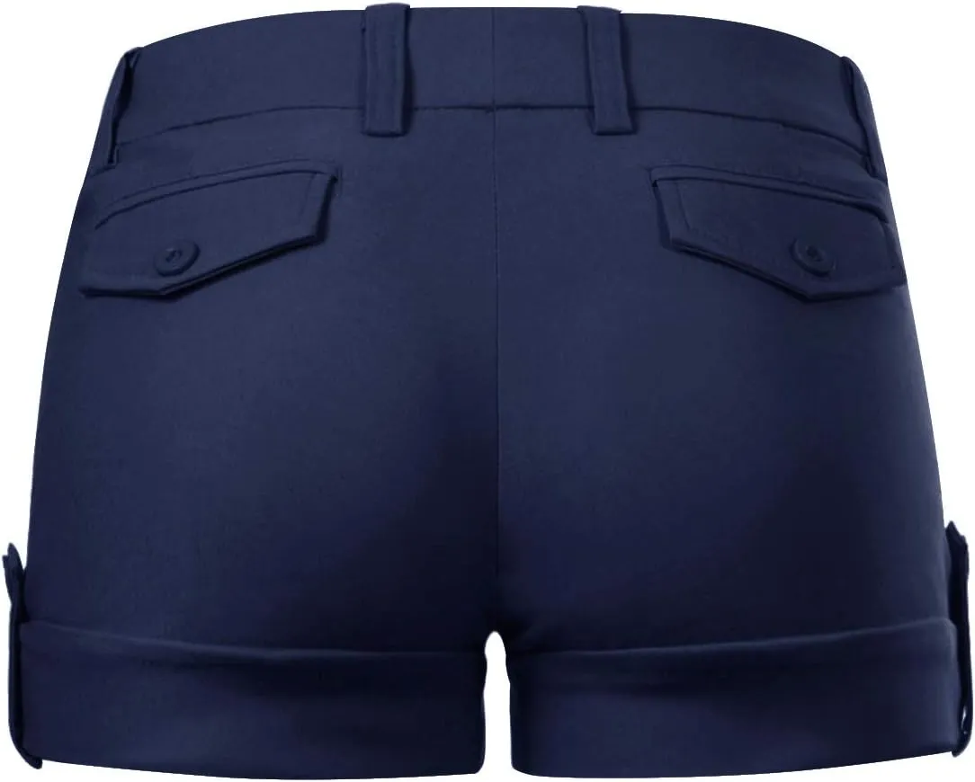MixMatchy Women's Casual Body Enhancing Comfort Cuffed Shorts with Pockets