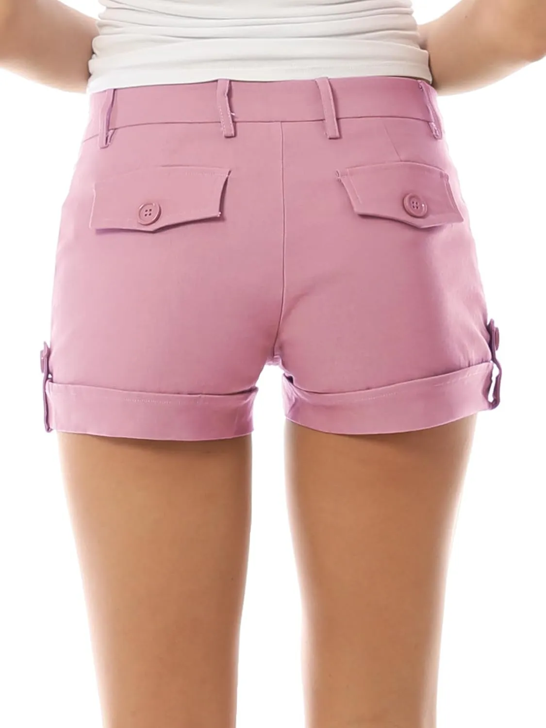 MixMatchy Women's Casual Body Enhancing Comfort Cuffed Shorts with Pockets