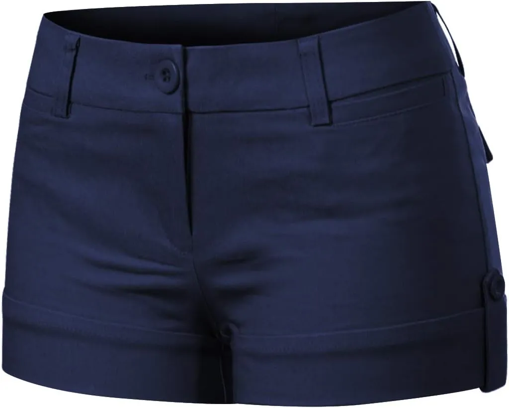 MixMatchy Women's Casual Body Enhancing Comfort Cuffed Shorts with Pockets