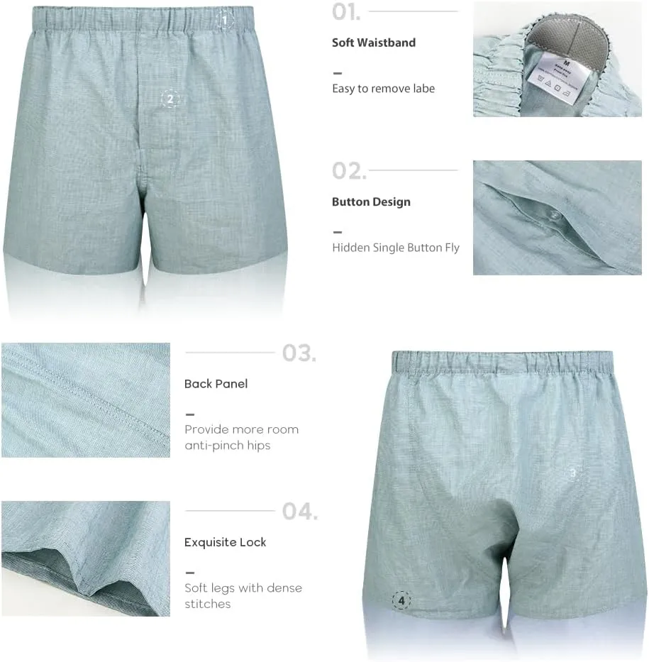 Natural Feelings Classic Boxers Shorts Cotton Woven Mens Underwear Boxers Pack