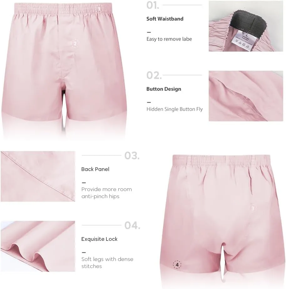 Natural Feelings Classic Boxers Shorts Cotton Woven Mens Underwear Boxers Pack