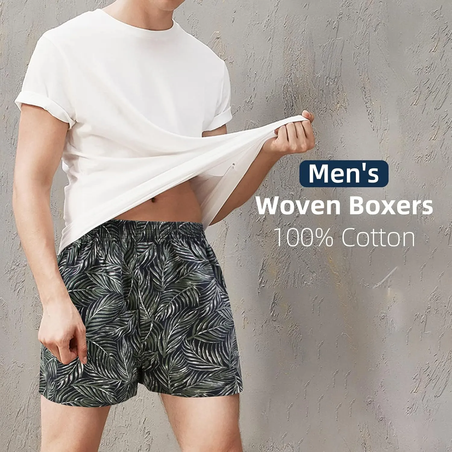 Natural Feelings Classic Boxers Shorts Cotton Woven Mens Underwear Boxers Pack
