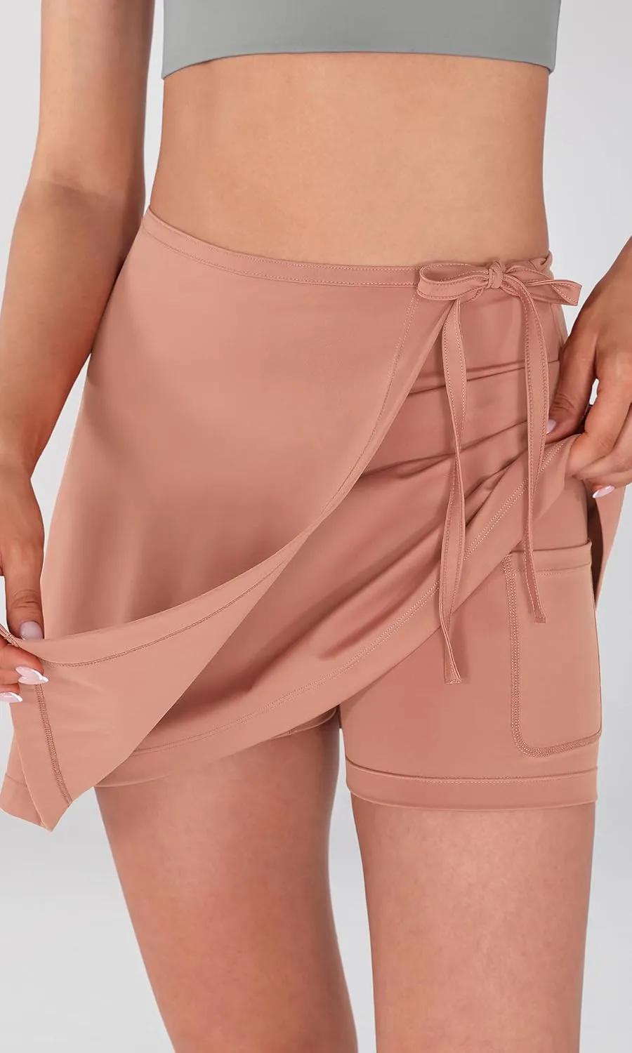 ODODOS Wrap Skorts for Women Built-in Shorts High Waist Tennis Skirts with Pockets for Casual Athletic Golf
