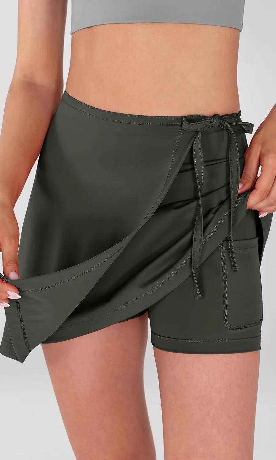 ODODOS Wrap Skorts for Women Built-in Shorts High Waist Tennis Skirts with Pockets for Casual Athletic Golf
