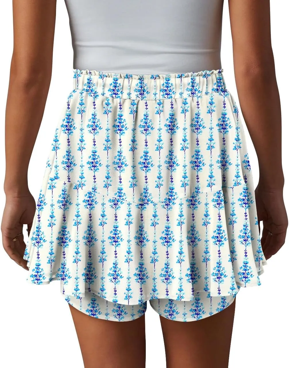 onlypuff Flowy Shorts for Women Chiffon Ruffle Skorts Mini Skirts for Teen Girls