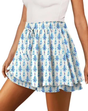 onlypuff Flowy Shorts for Women Chiffon Ruffle Skorts Mini Skirts for Teen Girls