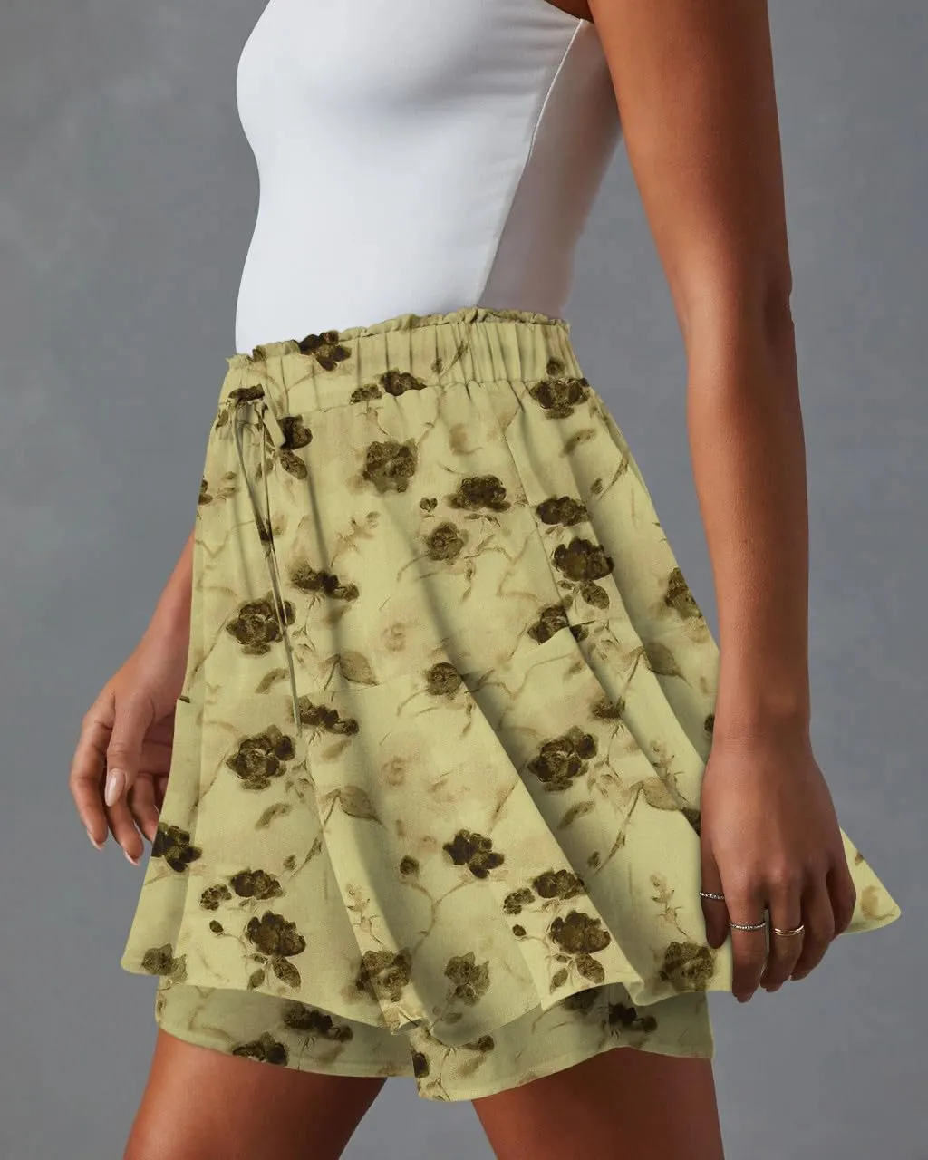 onlypuff Flowy Shorts for Women Chiffon Ruffle Skorts Mini Skirts for Teen Girls