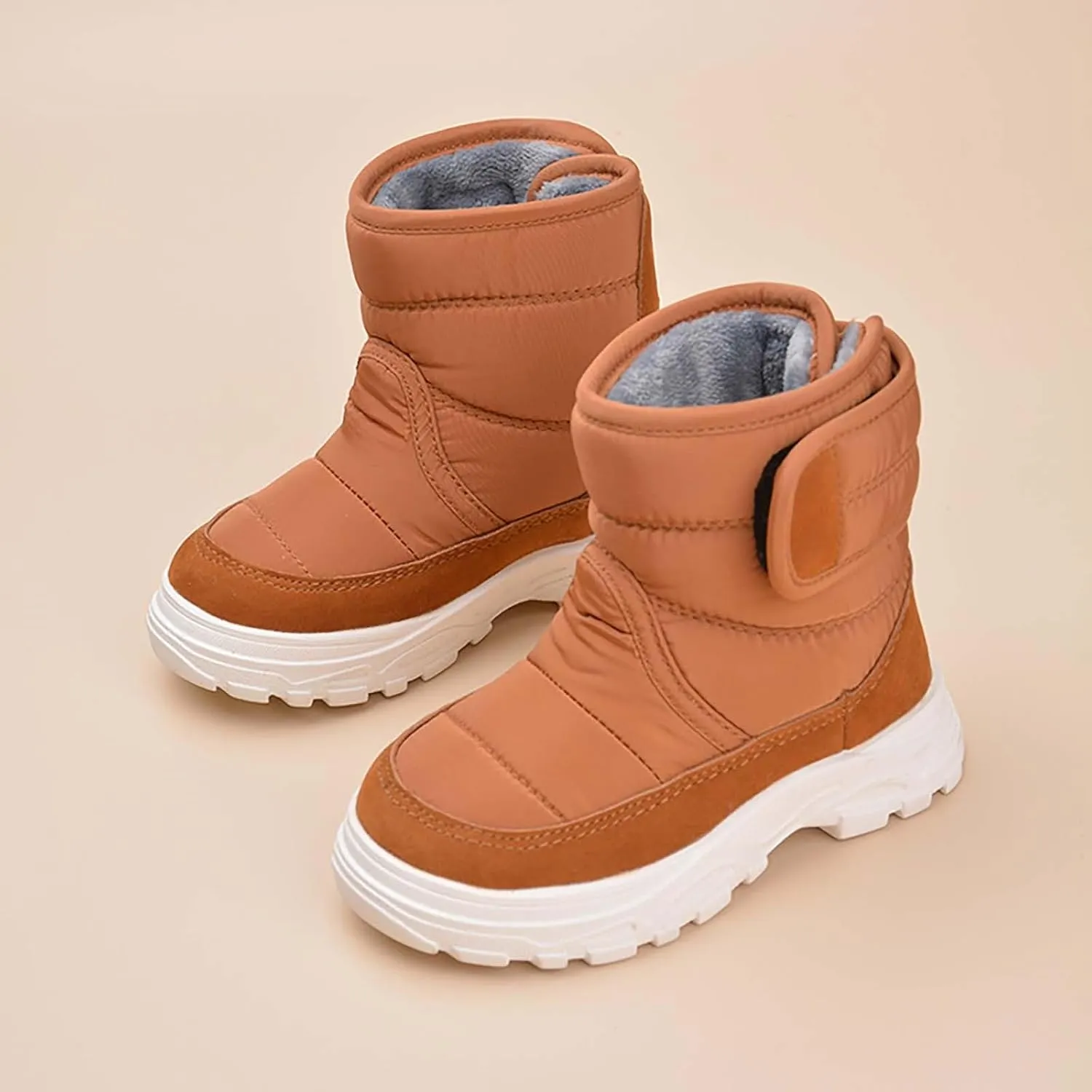 Open Toe Fuzzy Snow Booties For Boys Kids Winter Ski Shoes Toddler Fleece Breathable Sport Boots Fashion Non Slip Warm