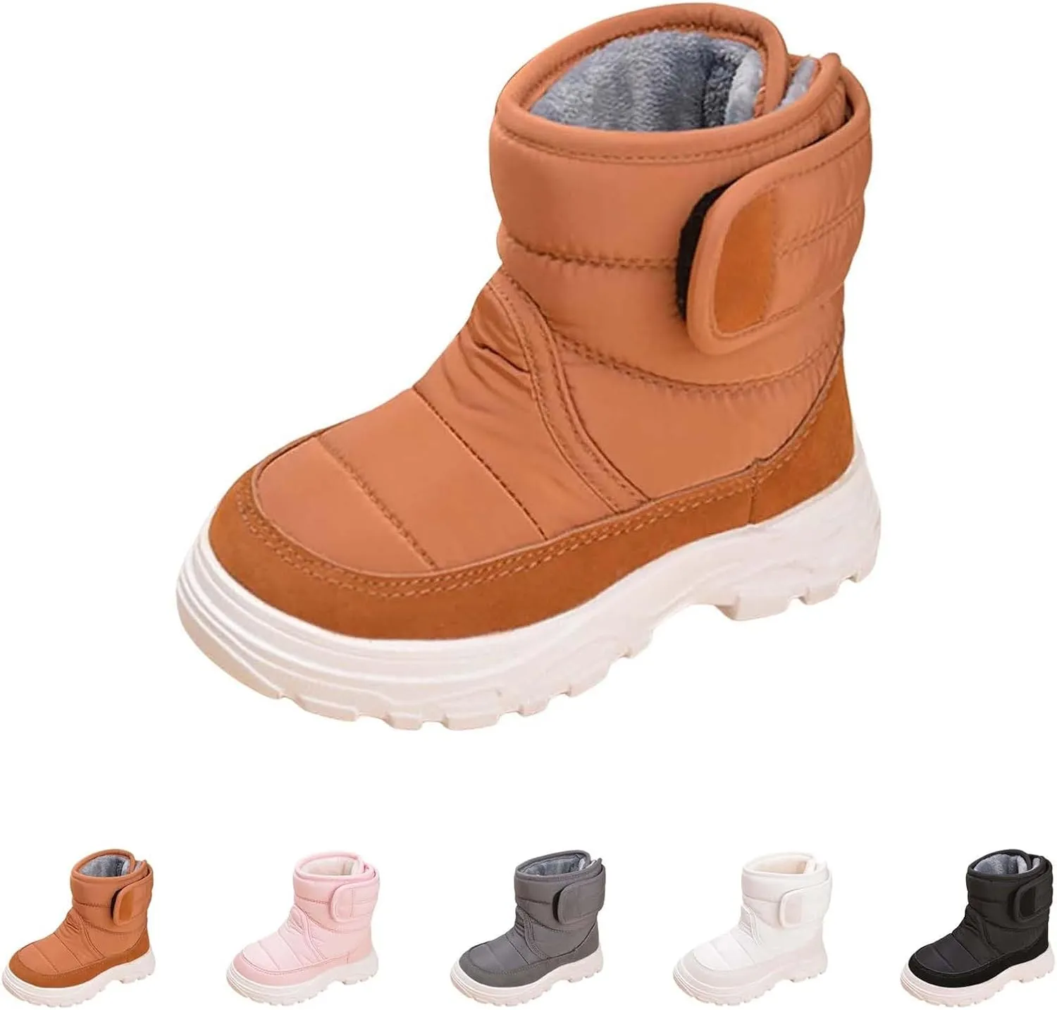 Open Toe Fuzzy Snow Booties For Boys Kids Winter Ski Shoes Toddler Fleece Breathable Sport Boots Fashion Non Slip Warm
