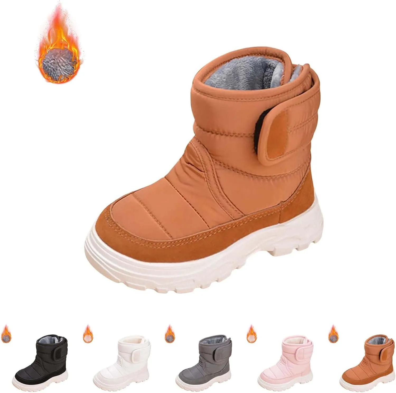 Open Toe Fuzzy Snow Booties For Boys Kids Winter Ski Shoes Toddler Fleece Breathable Sport Boots Fashion Non Slip Warm