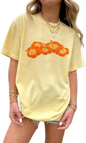 Oversized Graphic Shirt for Teens Girl Women Y2K Short Sleeve Floral Baggy Tops Preppy Vintage Aesthetic Loose Tee