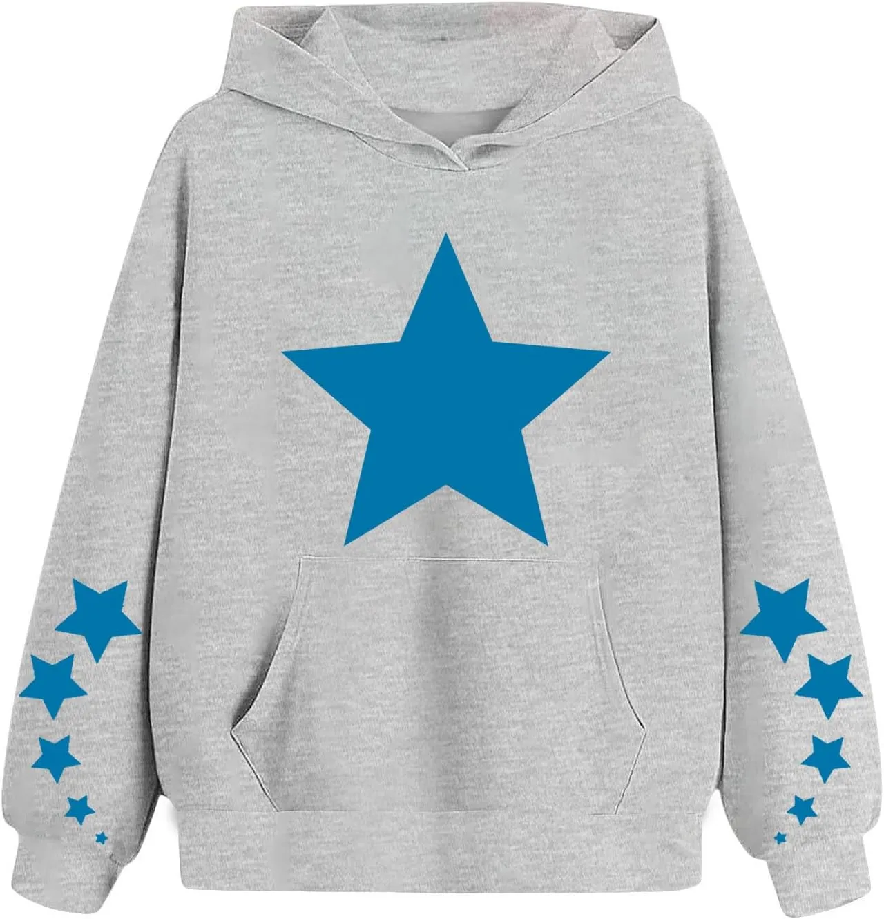 Oversized Hoodies For Boys And Girls Unisex Toddler Star Print Pullover Tops Casual Fleece Hooded Sweatshirt 4-13T