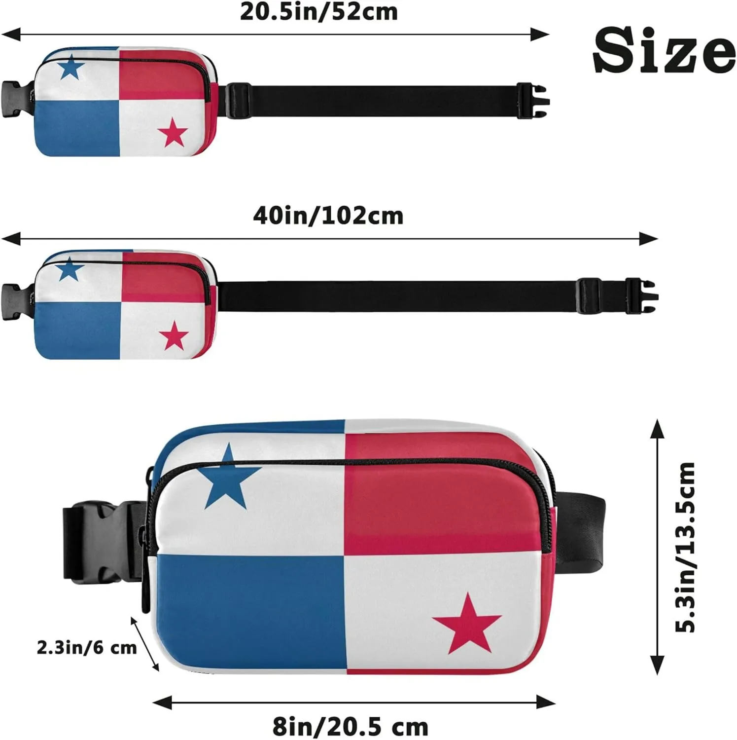 Panama Flag Womens Fanny Pack Funky Belt Bags Hip Pack Waterproof Cross Body Waist Purse