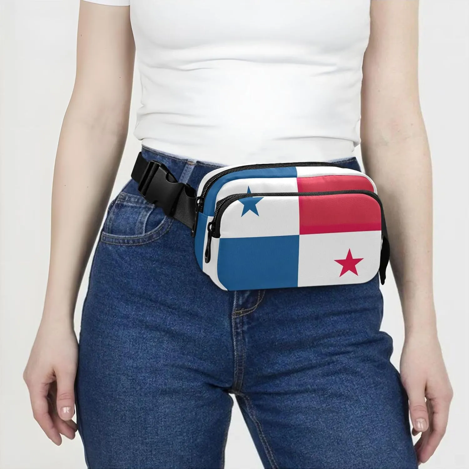 Panama Flag Womens Fanny Pack Funky Belt Bags Hip Pack Waterproof Cross Body Waist Purse