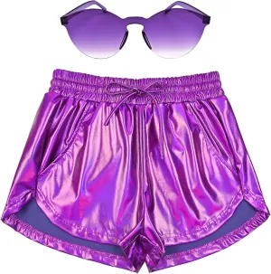 Perfashion Women's Metallic Shorts Summer Sparkly Hot Outfit Shiny Short Pants